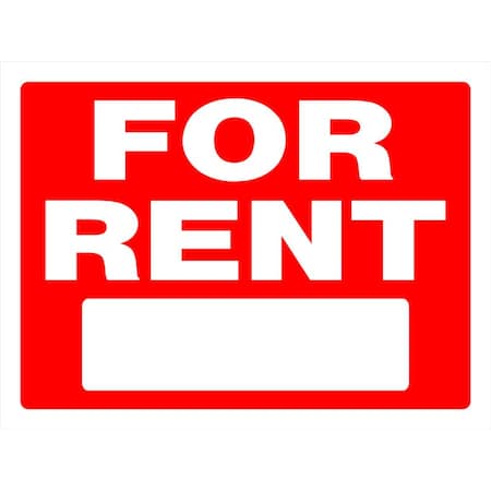 English Red For Rent Sign 18 In. H X 24 In. W, 6PK
